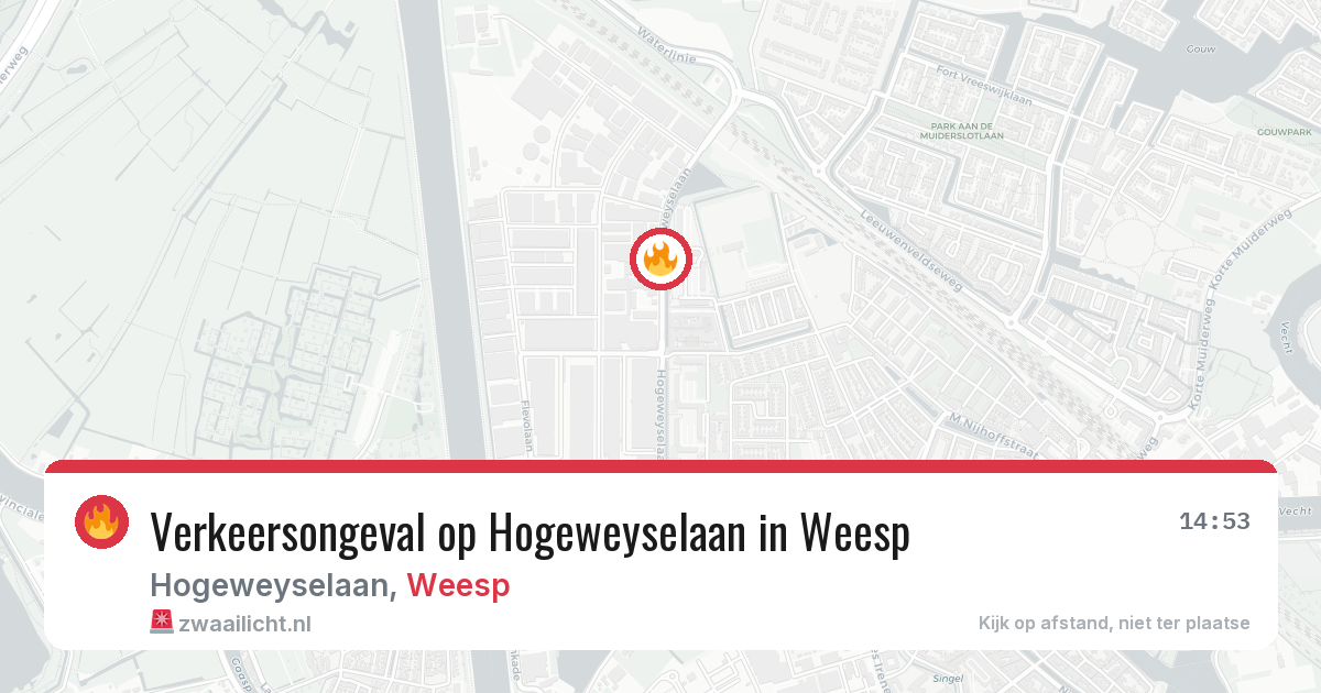 Verkeersongeval op Hogeweyselaan in Weesp — 15 jun 2026