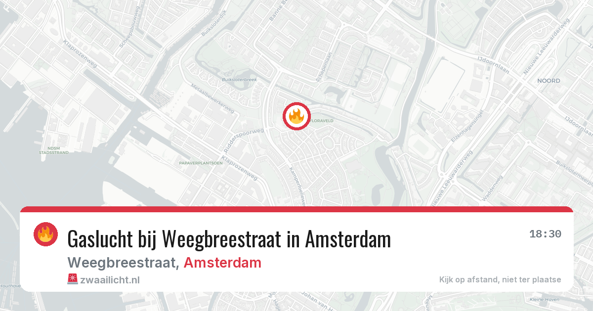 Gaslucht bij Weegbreestraat in Amsterdam — 20 apr 2026