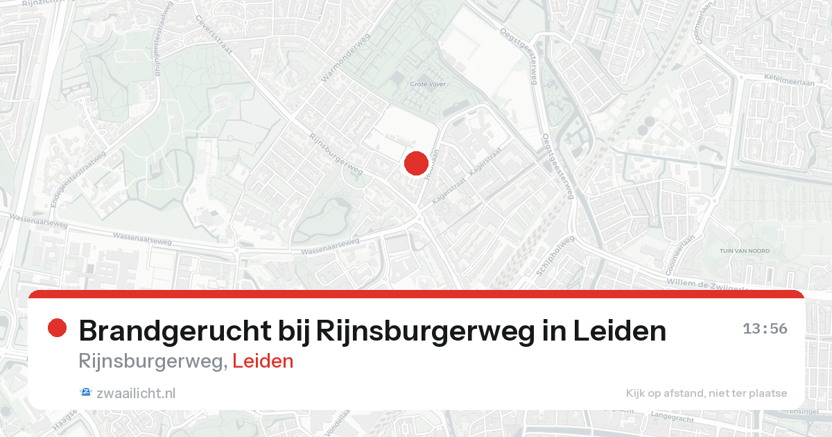 Brandgerucht bij Rijnsburgerweg in Leiden — 15 aug 2026