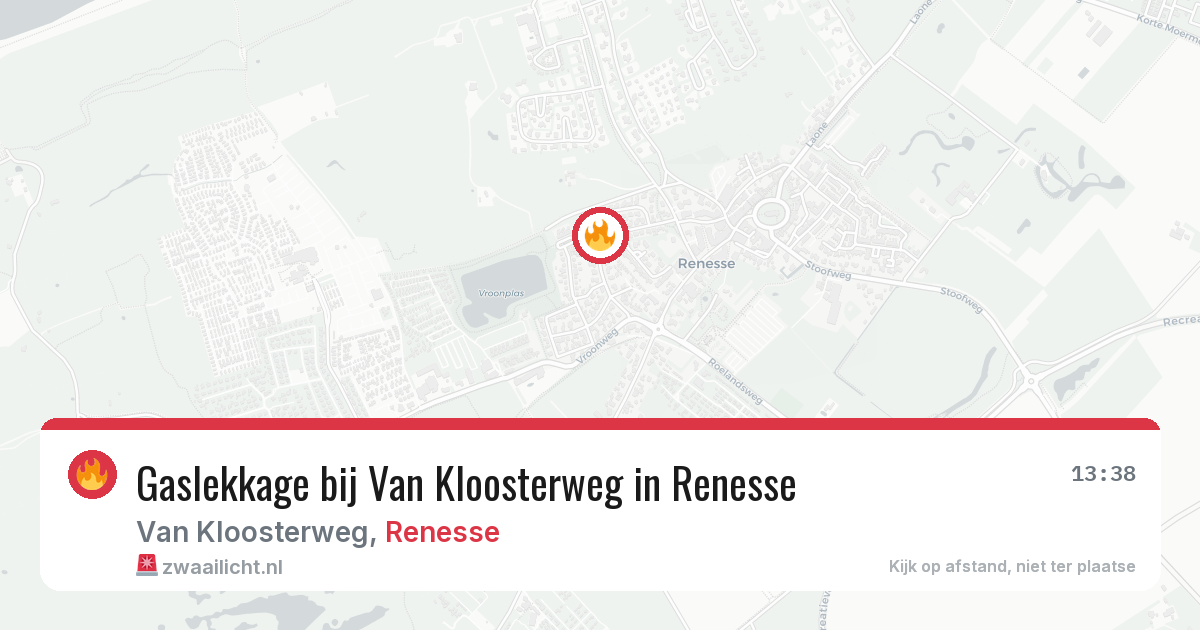 Gaslekkage bij Van Kloosterweg in Renesse — 10 mrt 2026