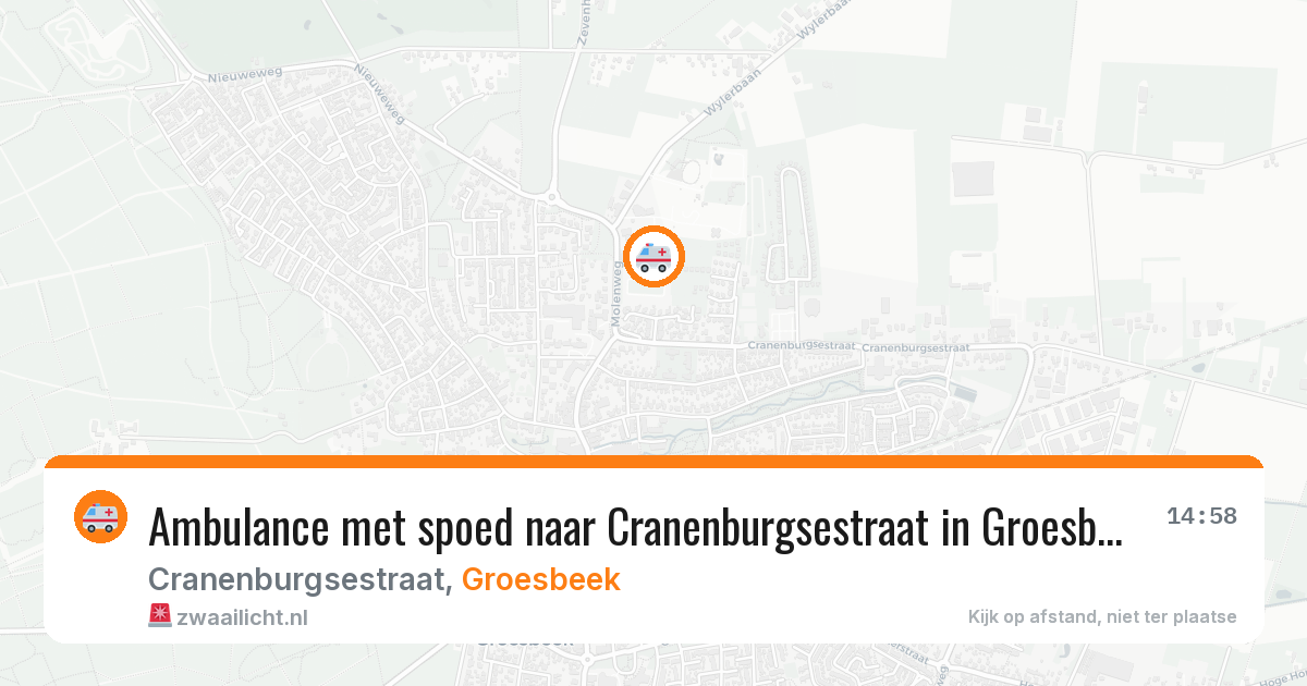 Ambulance met spoed naar Cranenburgsestraat in Groesbeek — 16 mrt 2026