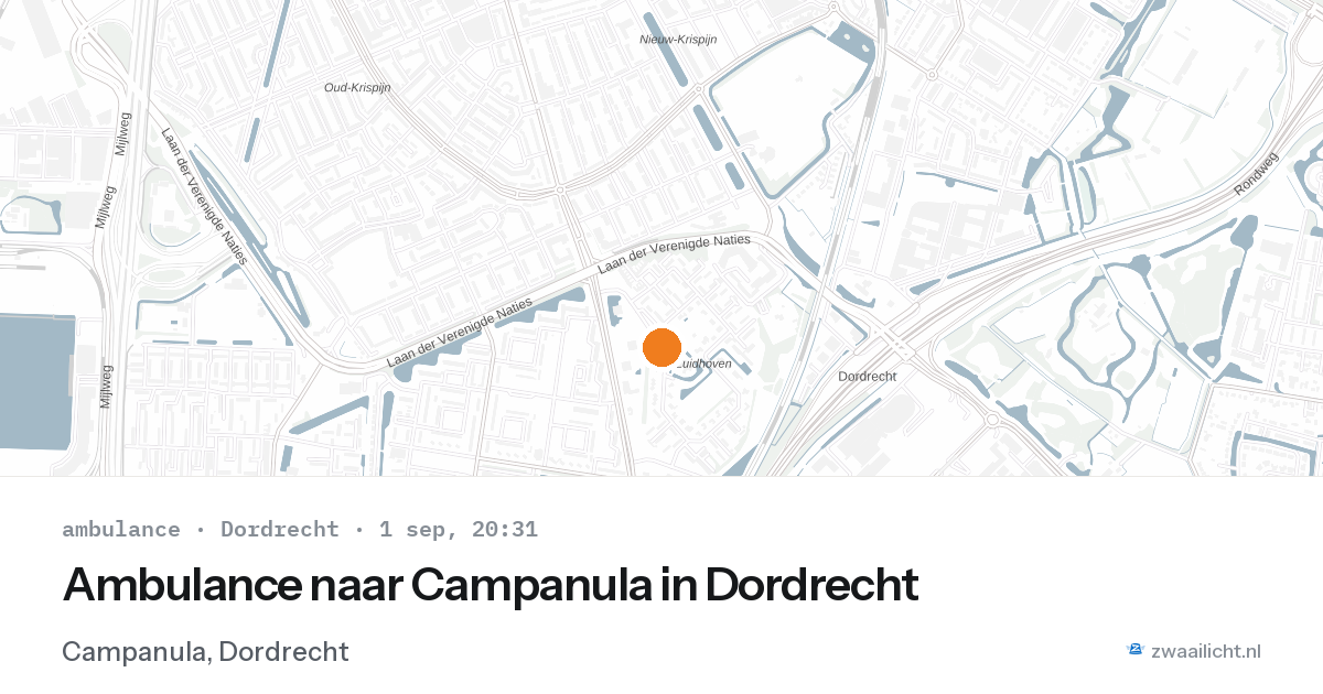 Ambulance naar Campanula in Dordrecht — 1 sep 2026