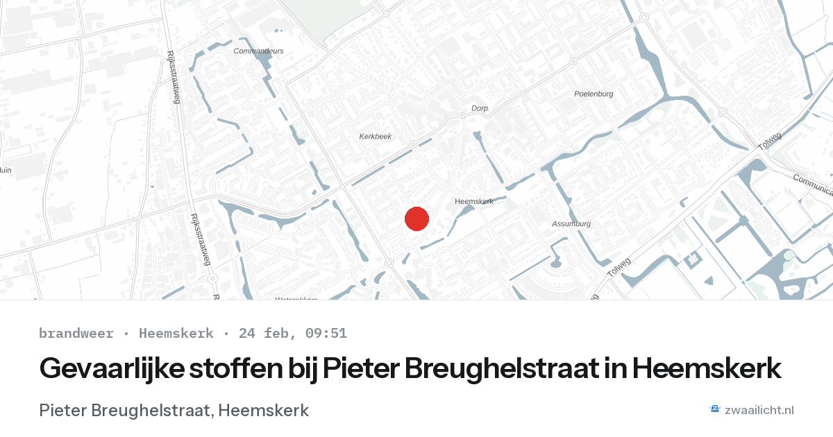 Gevaarlijke stoffen bij Pieter Breughelstraat in Heemskerk — 24 feb 2026