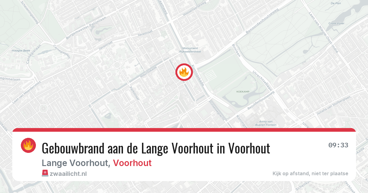 Gebouwbrand aan de Lange Voorhout in Voorhout — 6 jul 2026