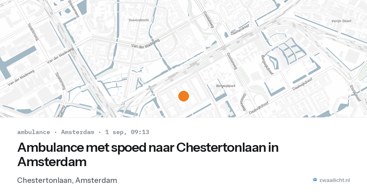 Ambulance met spoed naar Chestertonlaan in Amsterdam — 1 sep 2026