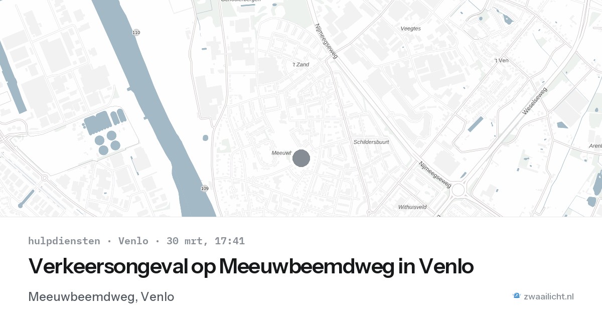 Verkeersongeval op Meeuwbeemdweg in Venlo — 30 mrt 2026