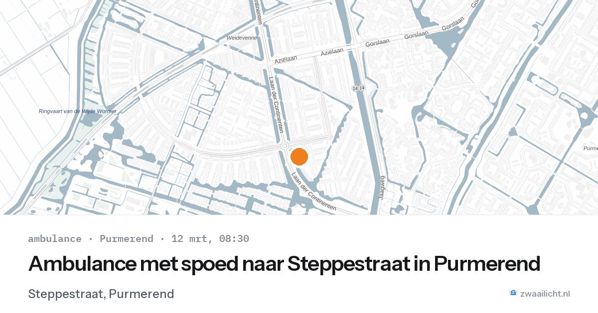 Ambulance met spoed naar Steppestraat in Purmerend — 12 mrt 2026