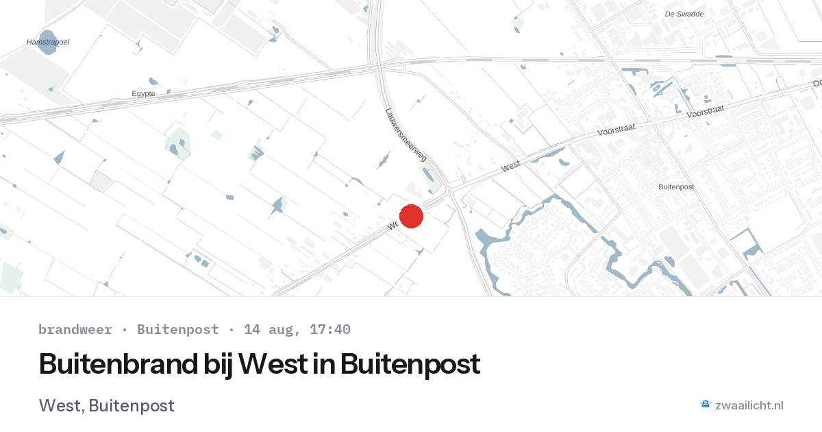 Buitenbrand bij West in Buitenpost — 14 aug 2026