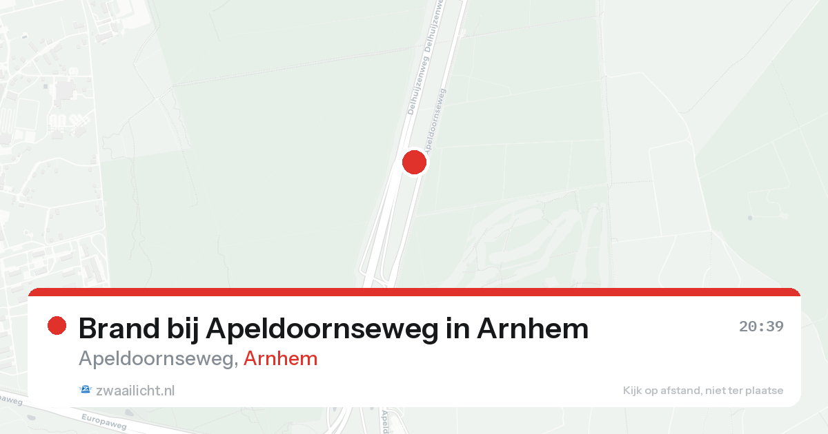 Brand bij Apeldoornseweg in Arnhem — 16 aug 2026