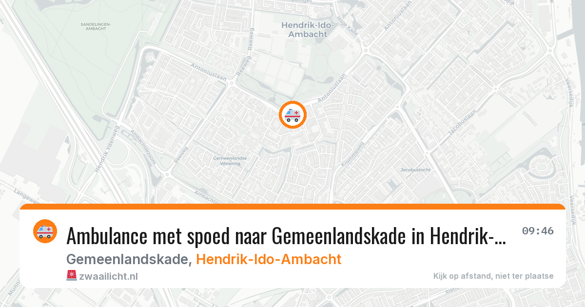 Ambulance met spoed naar Gemeenlandskade in Hendrik-Ido-Ambacht — 19 jun 2026
