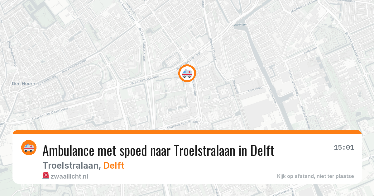 Ambulance met spoed naar Troelstralaan in Delft — 10 aug 2026