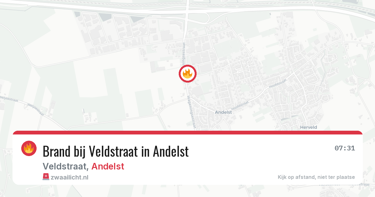 Brand bij Veldstraat in Andelst — 28 jun 2026