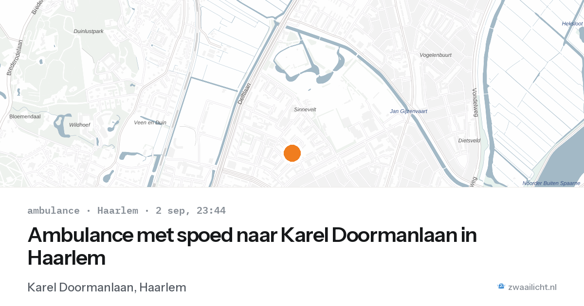Ambulance met spoed naar Karel Doormanlaan in Haarlem — 2 sep 2026