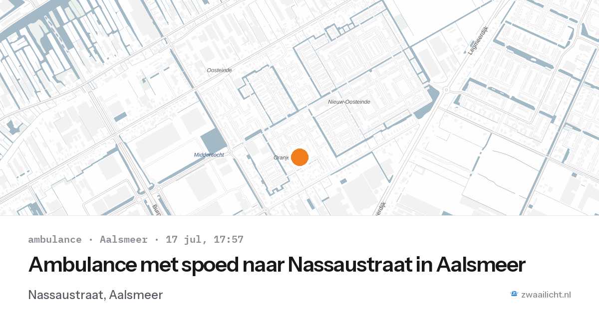 Ambulance met spoed naar Nassaustraat in Aalsmeer — 17 jul 2026