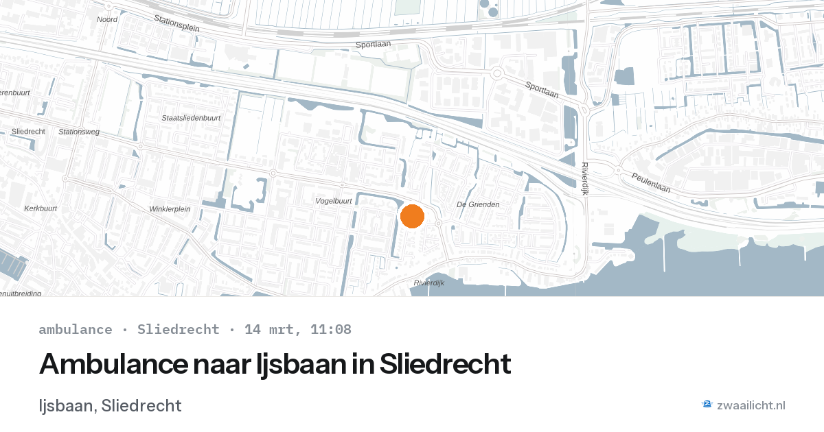 Ambulance naar Ijsbaan in Sliedrecht — 14 mrt 2026