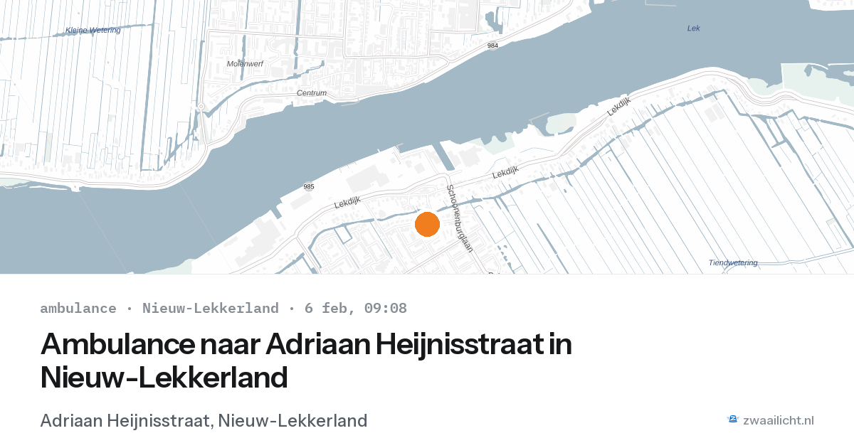 Ambulance naar Adriaan Heijnisstraat in Nieuw-Lekkerland — 6 feb 2026