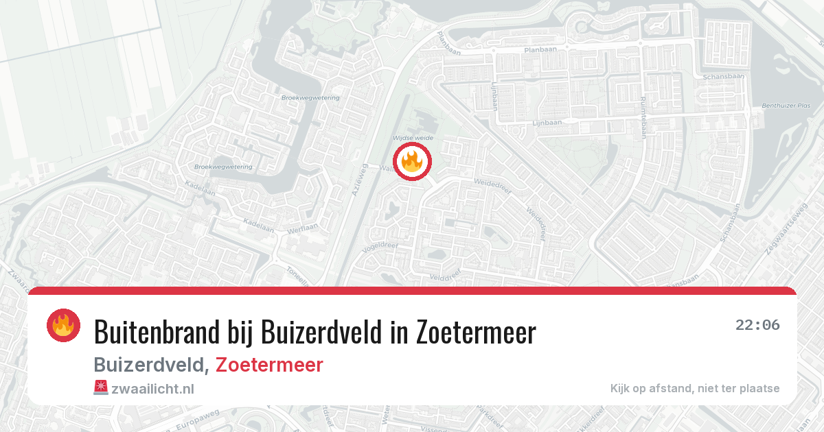 Buitenbrand bij Buizerdveld in Zoetermeer — 9 aug 2026