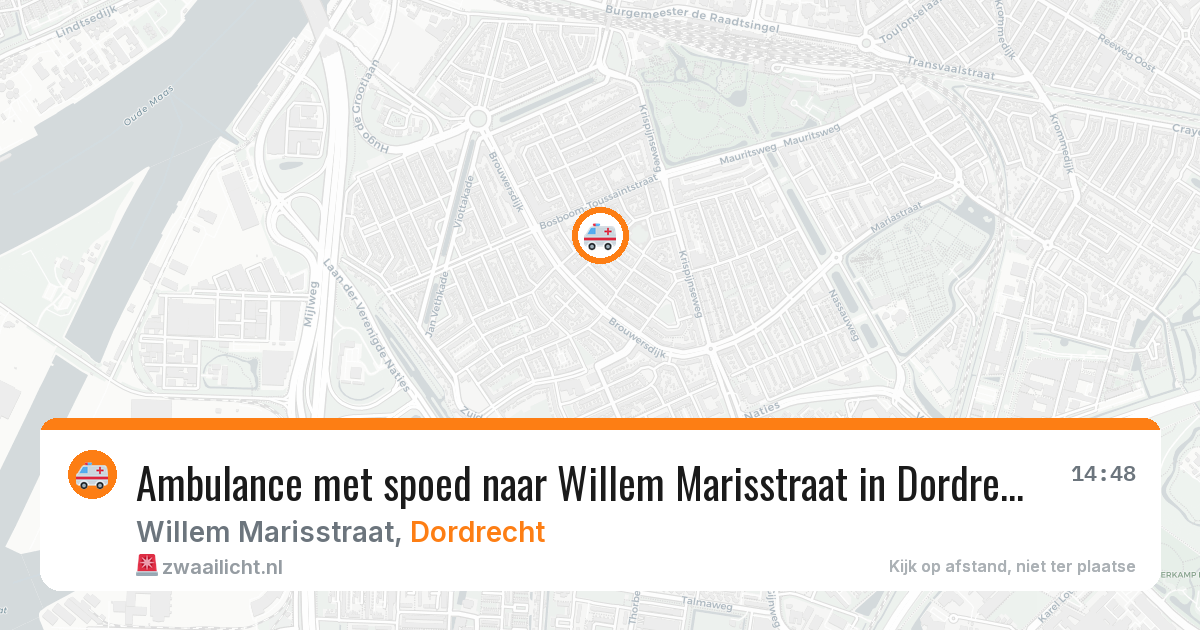Ambulance met spoed naar Willem Marisstraat in Dordrecht — 24 mrt 2026