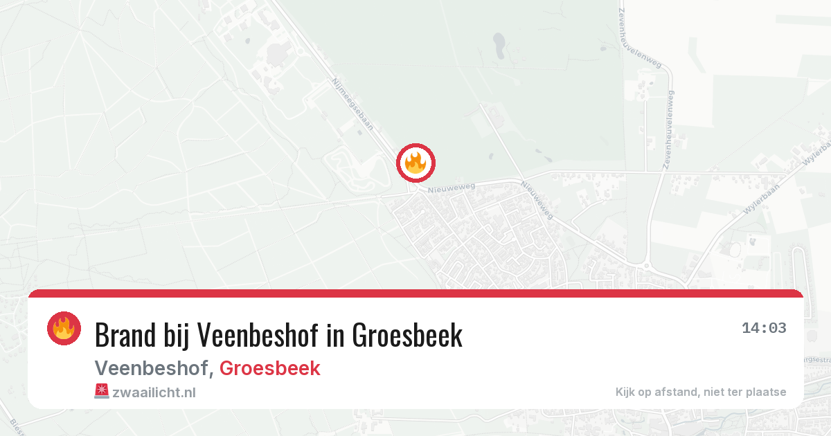 Brand bij Veenbeshof in Groesbeek — 12 aug 2026