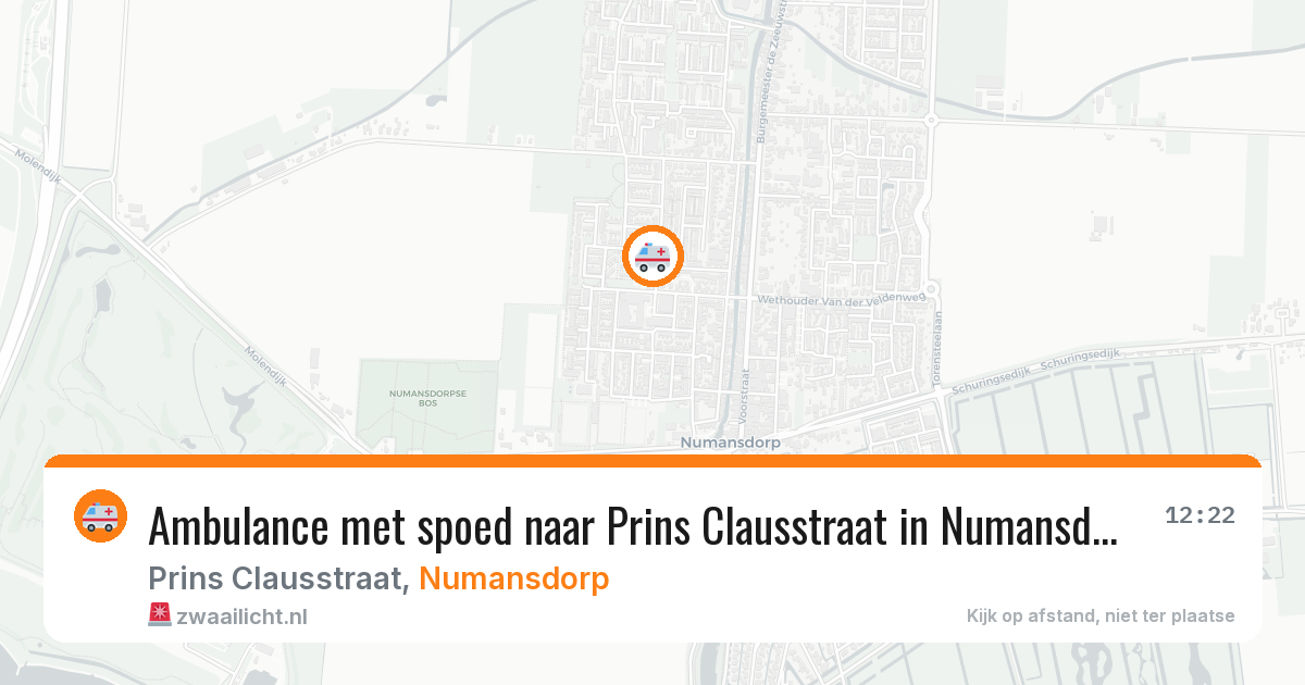 Ambulance met spoed naar Prins Clausstraat in Numansdorp — 3 mei 2026