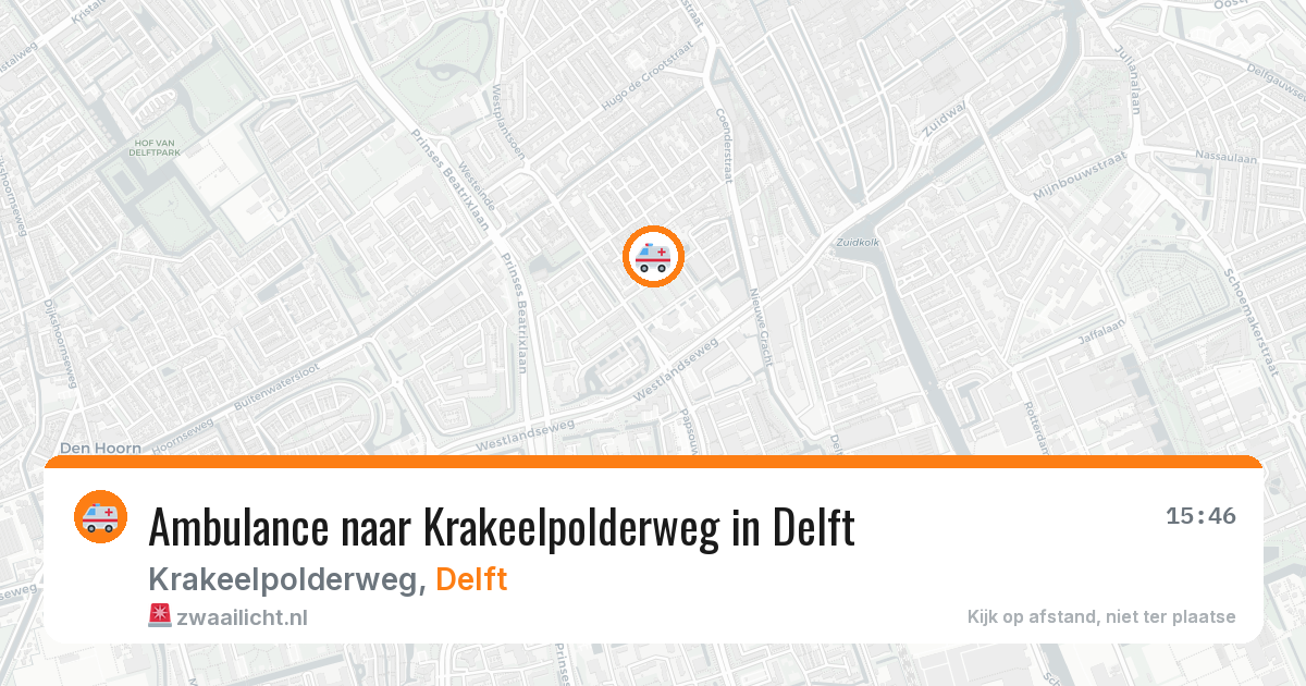 Ambulance naar Krakeelpolderweg in Delft — 16 mrt 2026