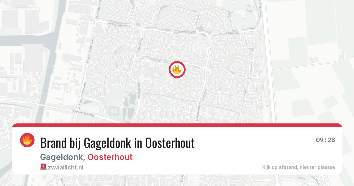 Brand bij Gageldonk in Oosterhout — 9 jun 2026
