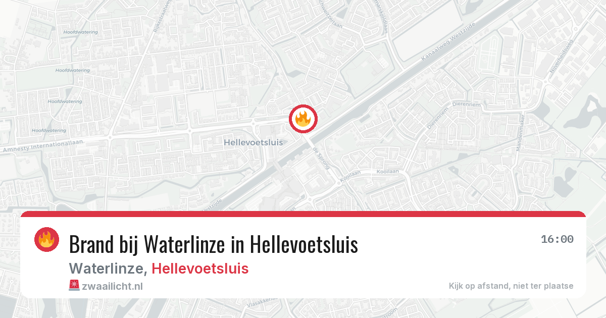 Brand bij Waterlinze in Hellevoetsluis — 16 mrt 2026