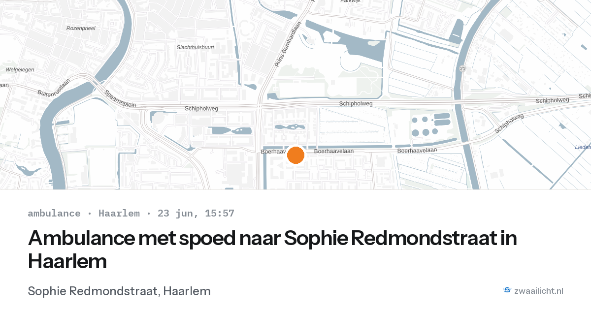 Ambulance met spoed naar Sophie Redmondstraat in Haarlem — 23 jun 2026