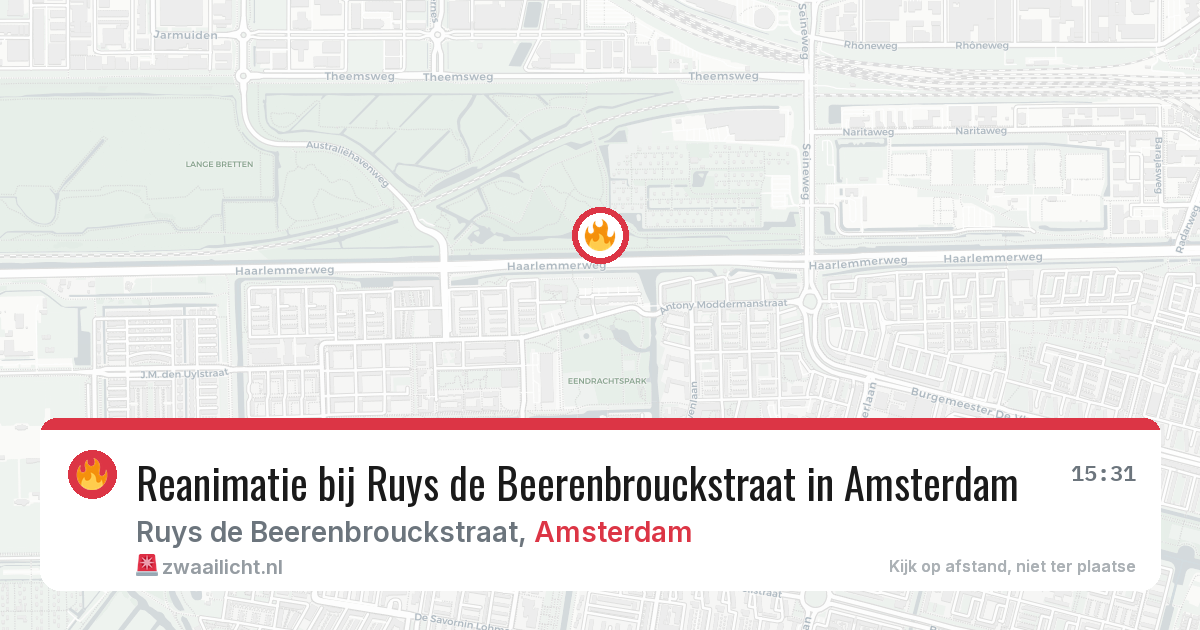 Reanimatie bij Ruys de Beerenbrouckstraat in Amsterdam — 4 aug 2026