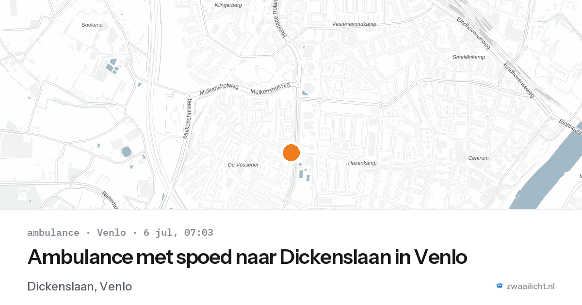 Ambulance met spoed naar Dickenslaan in Venlo — 6 jul 2026