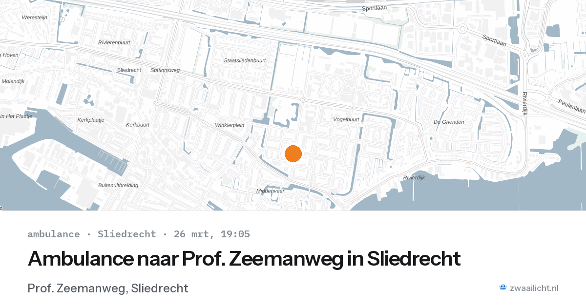 Ambulance naar Prof. Zeemanweg in Sliedrecht — 26 mrt 2026