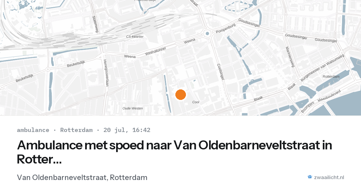 Ambulance met spoed naar Van Oldenbarneveltstraat in Rotterdam — 20 jul 2026