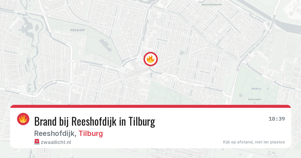 Brand bij Reeshofdijk in Tilburg — 21 apr 2026