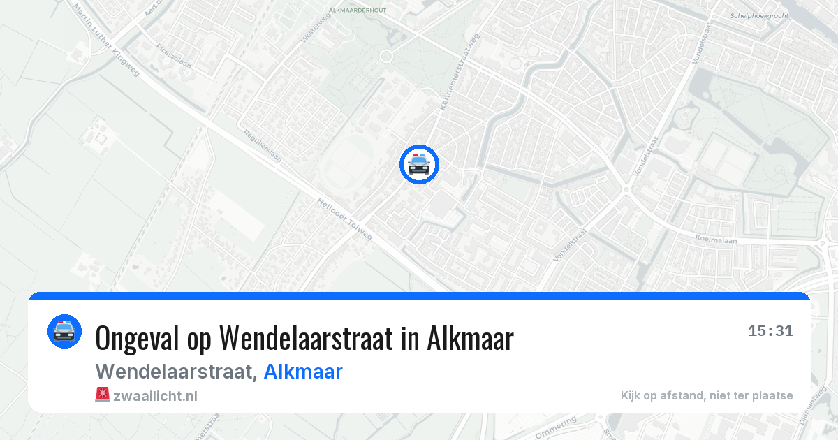 Ongeval op Wendelaarstraat in Alkmaar — 21 mrt 2026