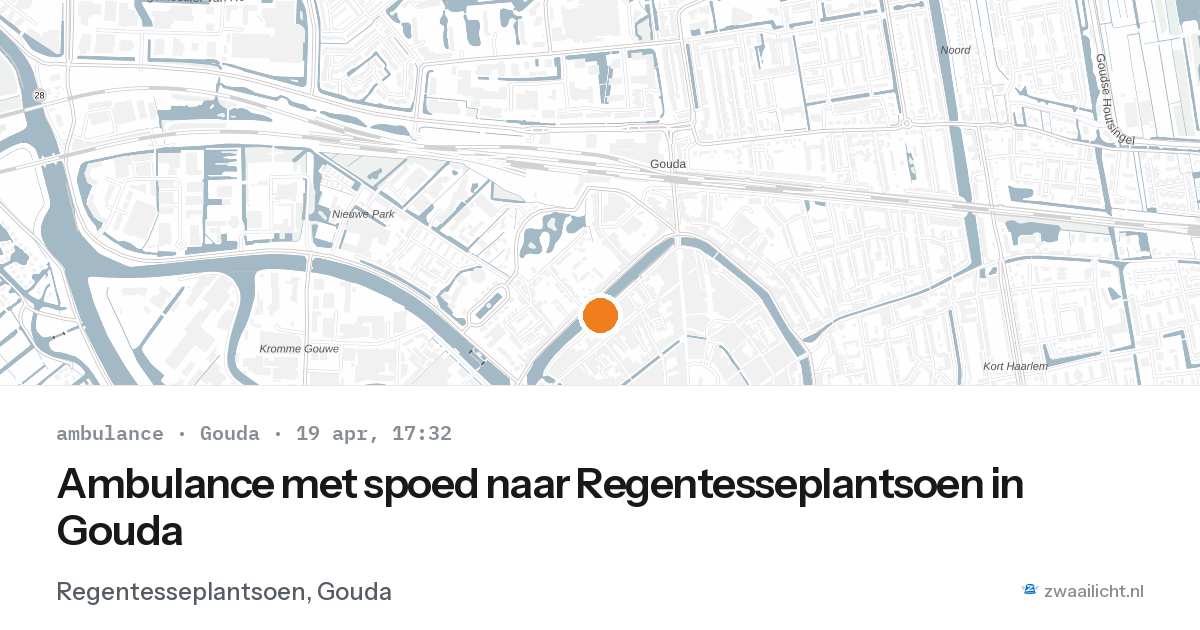 Ambulance met spoed naar Regentesseplantsoen in Gouda — 19 apr 2026