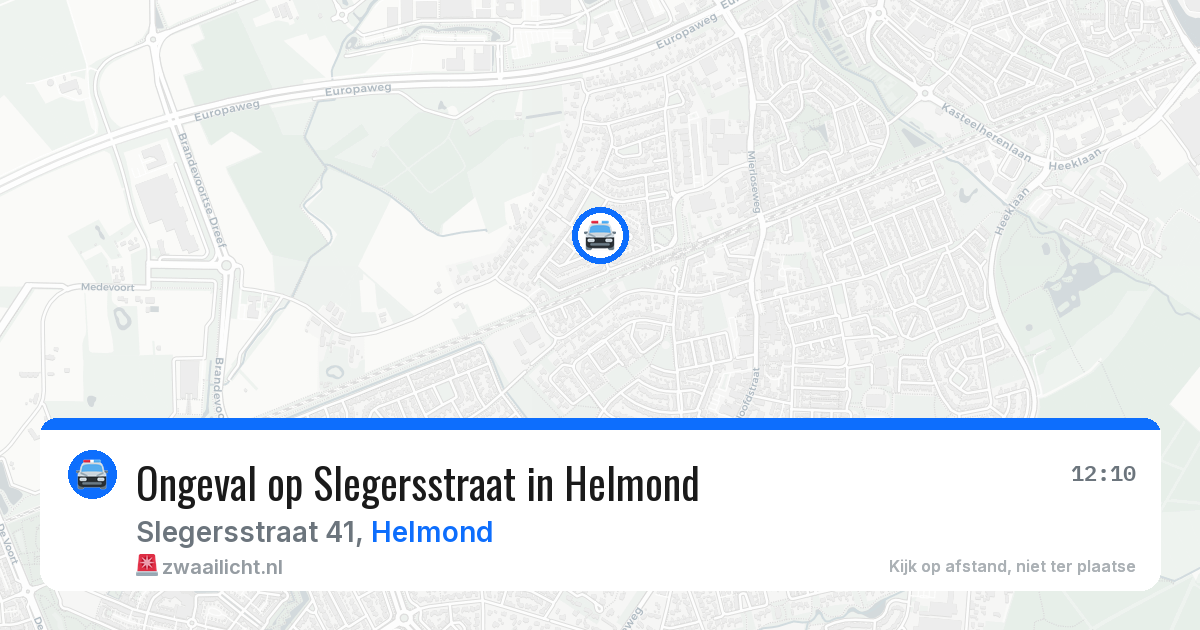 Ongeval op Slegersstraat in Helmond — 9 aug 2026