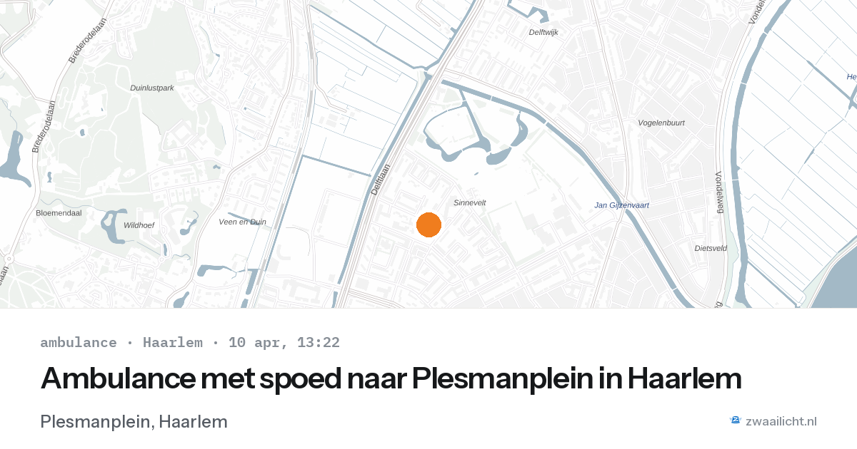 Ambulance met spoed naar Plesmanplein in Haarlem — 10 apr 2026