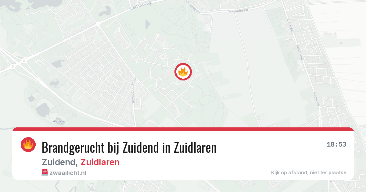 Brandgerucht bij Zuidend in Zuidlaren — 29 jun 2026