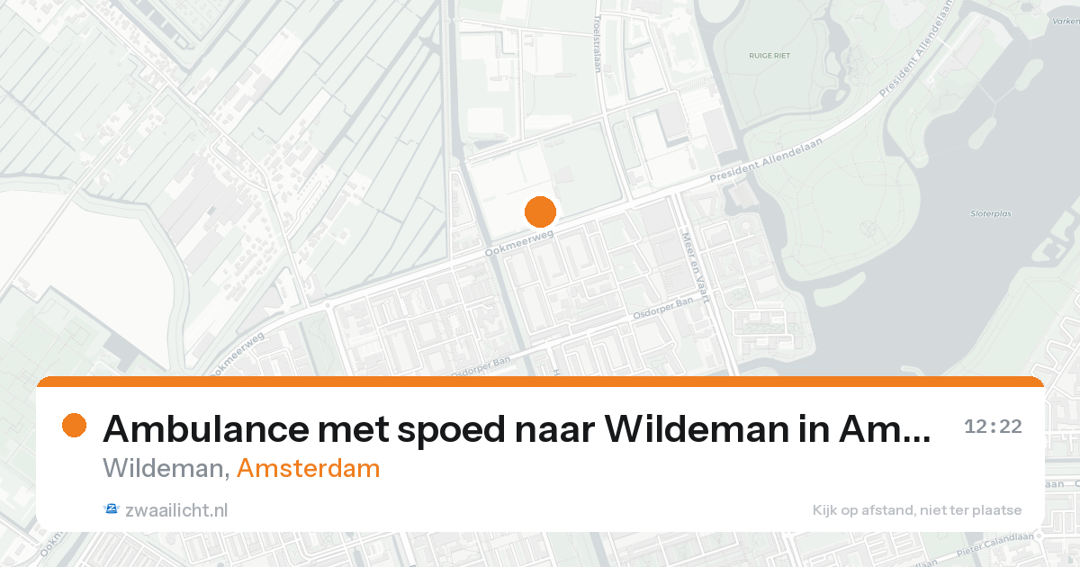 Ambulance met spoed naar Wildeman in Amsterdam — 18 aug 2026