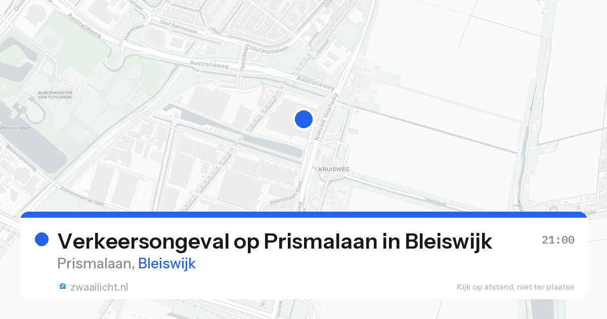 Verkeersongeval op Prismalaan in Bleiswijk — 17 aug 2026