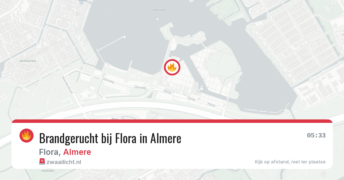 Brandgerucht bij Flora in Almere — 26 jul 2026