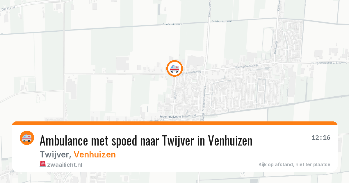 Ambulance met spoed naar Twijver in Venhuizen — 9 jul 2026