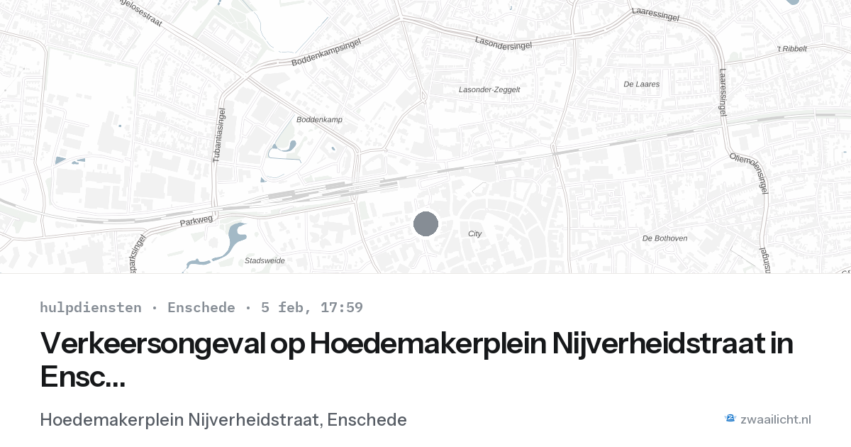 Verkeersongeval op Hoedemakerplein Nijverheidstraat in Enschede — 5 feb 2026