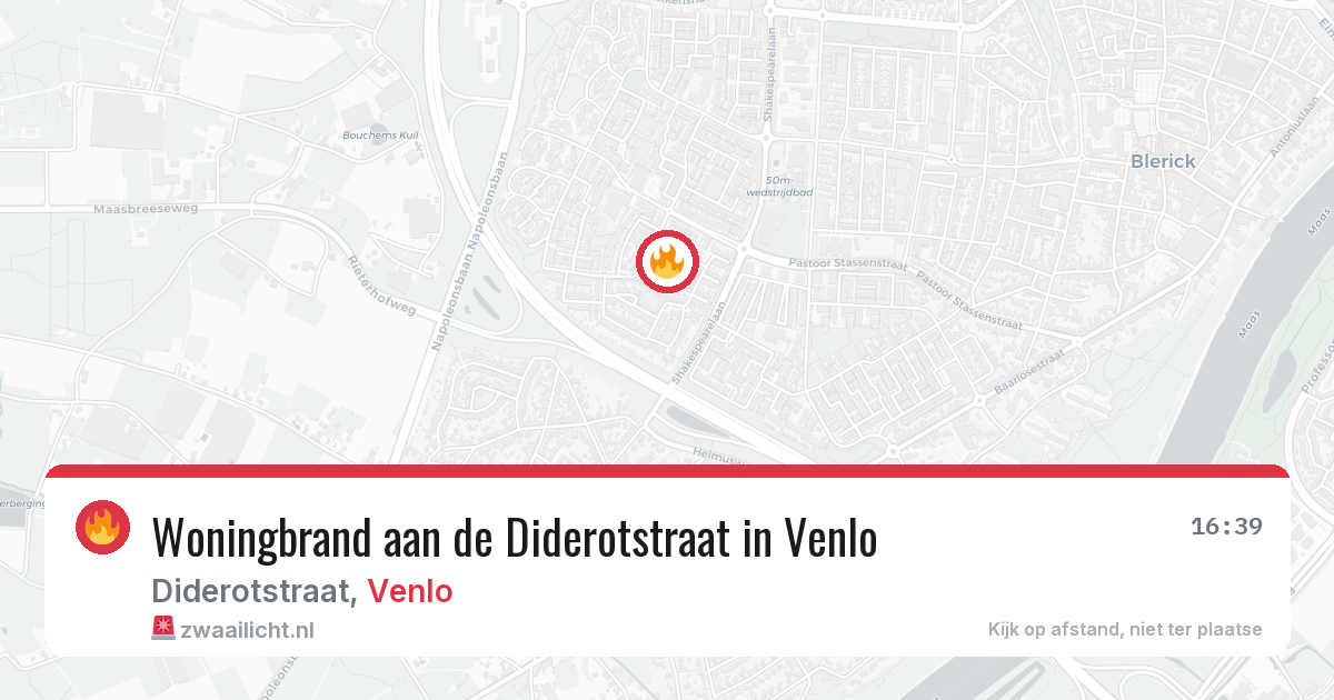 Woningbrand aan de Diderotstraat in Venlo — 8 jul 2026