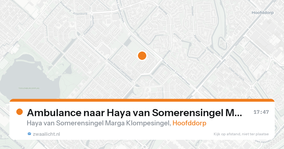 Ambulance naar Haya van Somerensingel Marga Klompesingel in Hoofddorp — 23 aug 2026