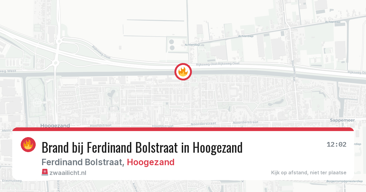 Brand bij Ferdinand Bolstraat in Hoogezand — 20 jun 2026