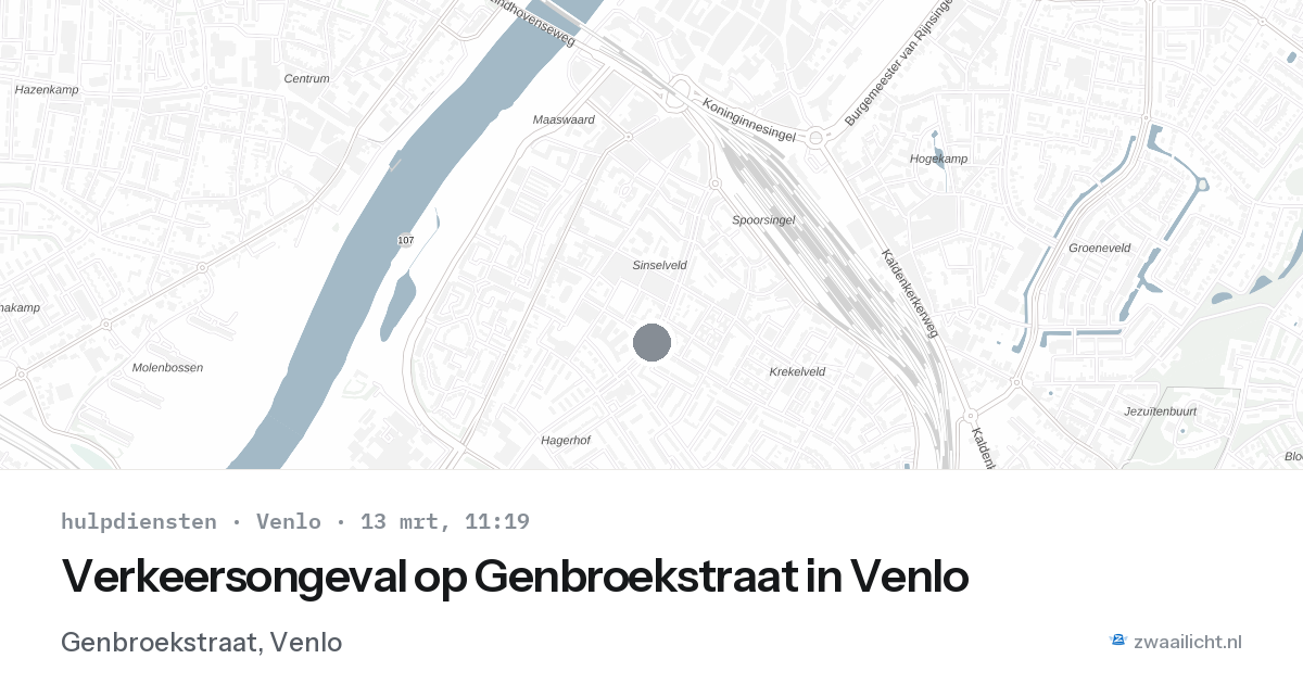 Verkeersongeval op Genbroekstraat in Venlo — 13 mrt 2026