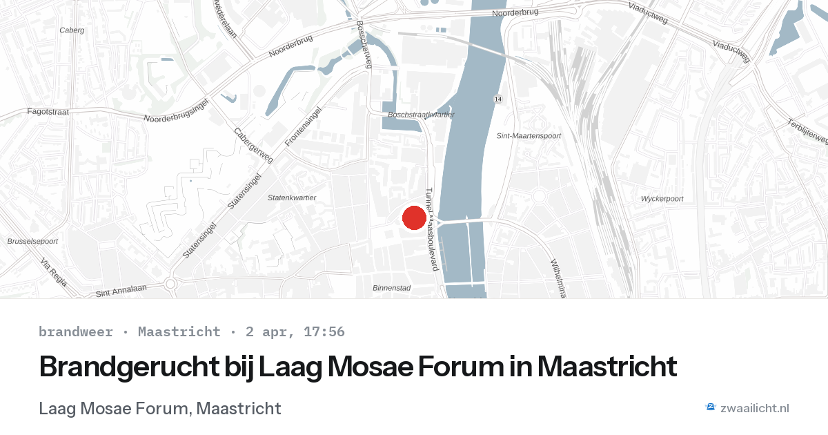 Brandgerucht bij Laag Mosae Forum in Maastricht — 2 apr 2026