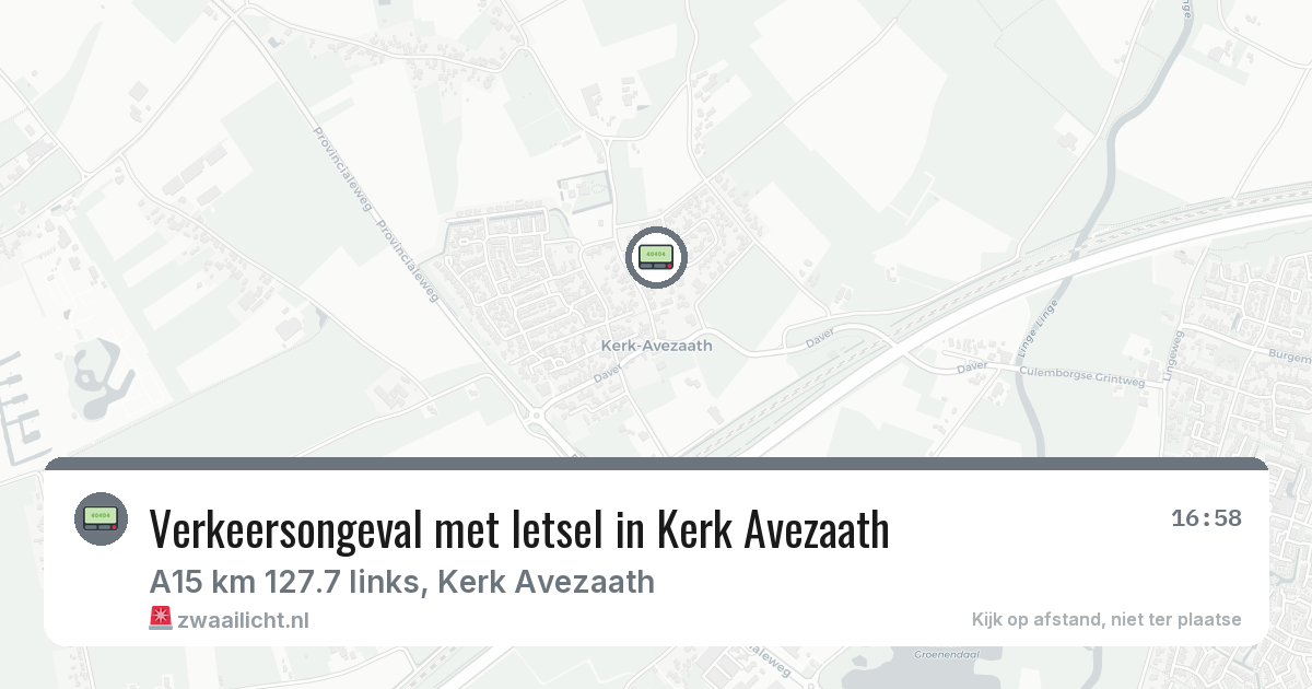 Verkeersongeval met letsel in Kerk Avezaath — 11 apr 2026