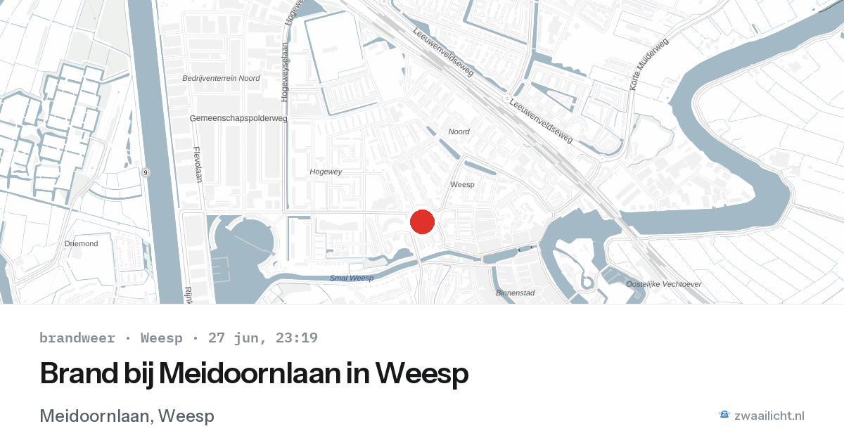 Brand bij Meidoornlaan in Weesp — 27 jun 2026